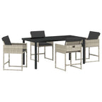 Garten Essgruppe 5 pcs Hellgrau Poly-Rattan