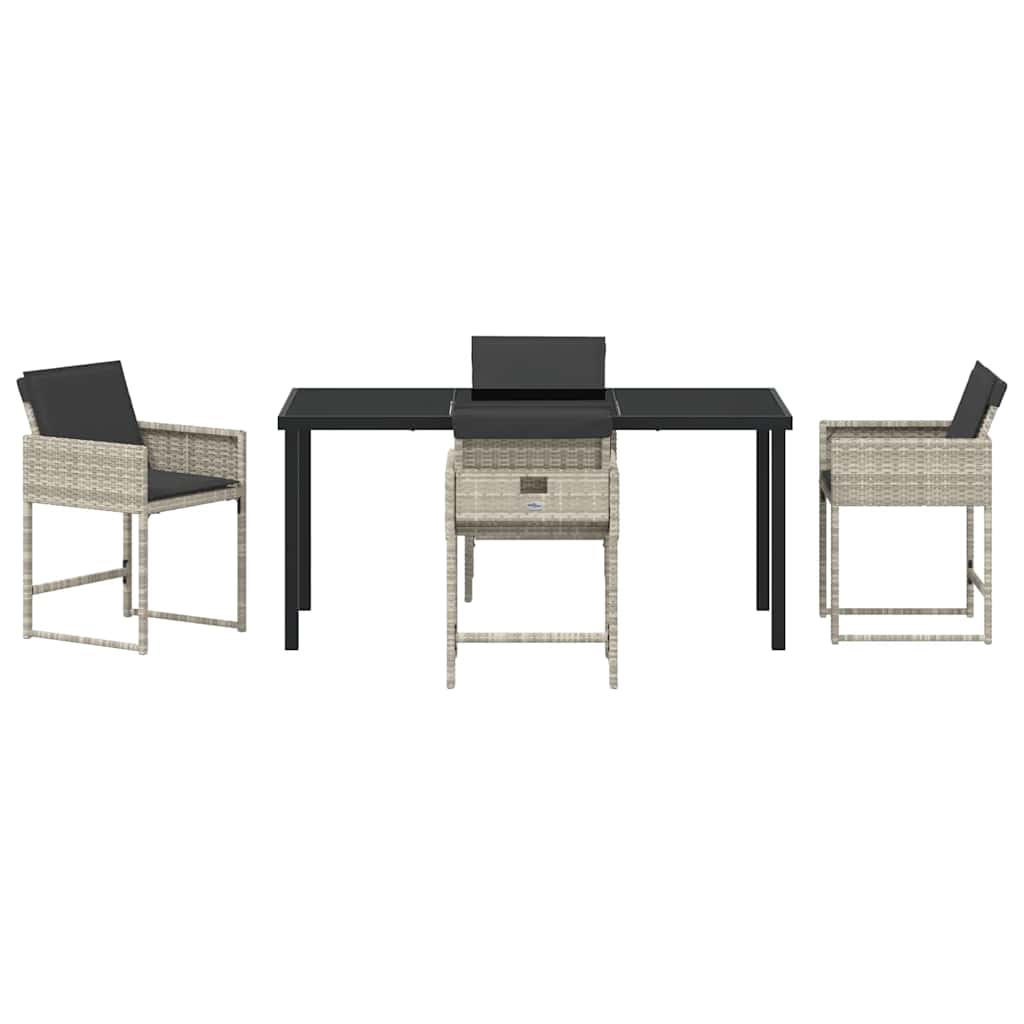 Garten Essgruppe 5 pcs Hellgrau Poly-Rattan