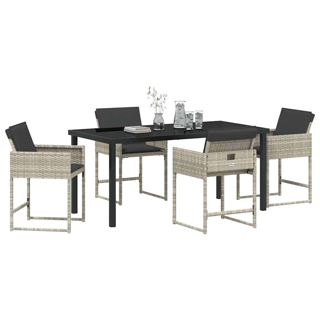 Garten Essgruppe 5 pcs Hellgrau Poly-Rattan