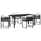 Garten Essgruppe 5 pcs Schwarz Poly-Rattan