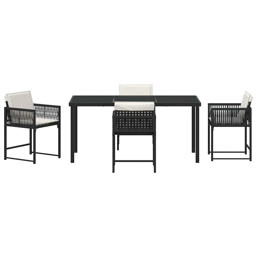Garten Essgruppe 5 pcs Schwarz Poly-Rattan
