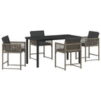 Garten Essgruppe 5 pcs Grau Poly-Rattan