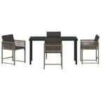 Garten Essgruppe 5 pcs Grau Poly-Rattan