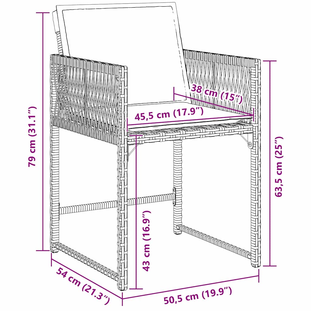 Garten Essgruppe 5 pcs Grau Poly-Rattan