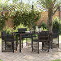 Garten Essgruppe 5 pcs Schwarz Poly-Rattan