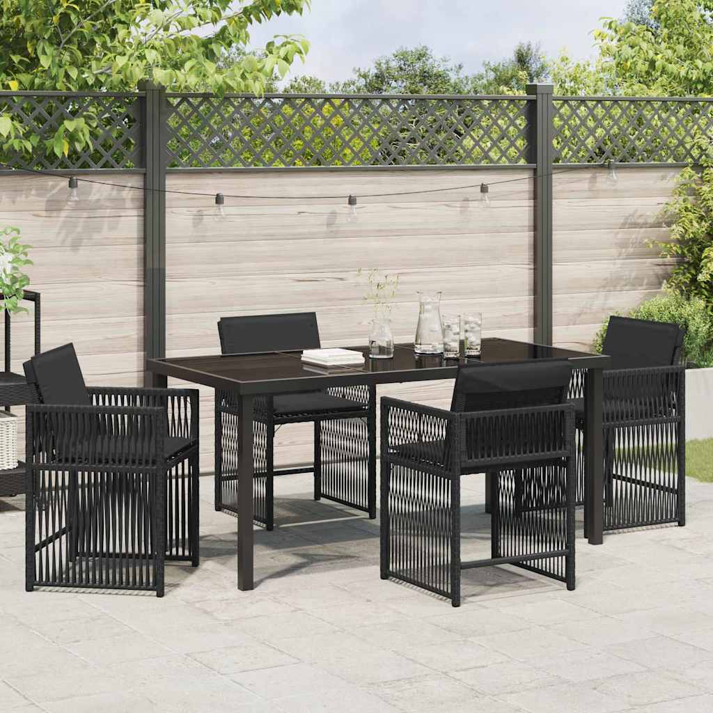 Garten Essgruppe 5 pcs Schwarz Poly-Rattan
