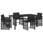 Garten Essgruppe 5 pcs Schwarz Poly-Rattan