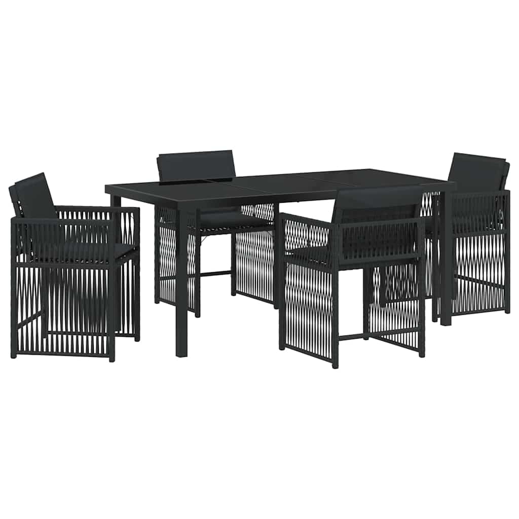 Garten Essgruppe 5 pcs Schwarz Poly-Rattan