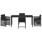 Garten Essgruppe 5 pcs Schwarz Poly-Rattan