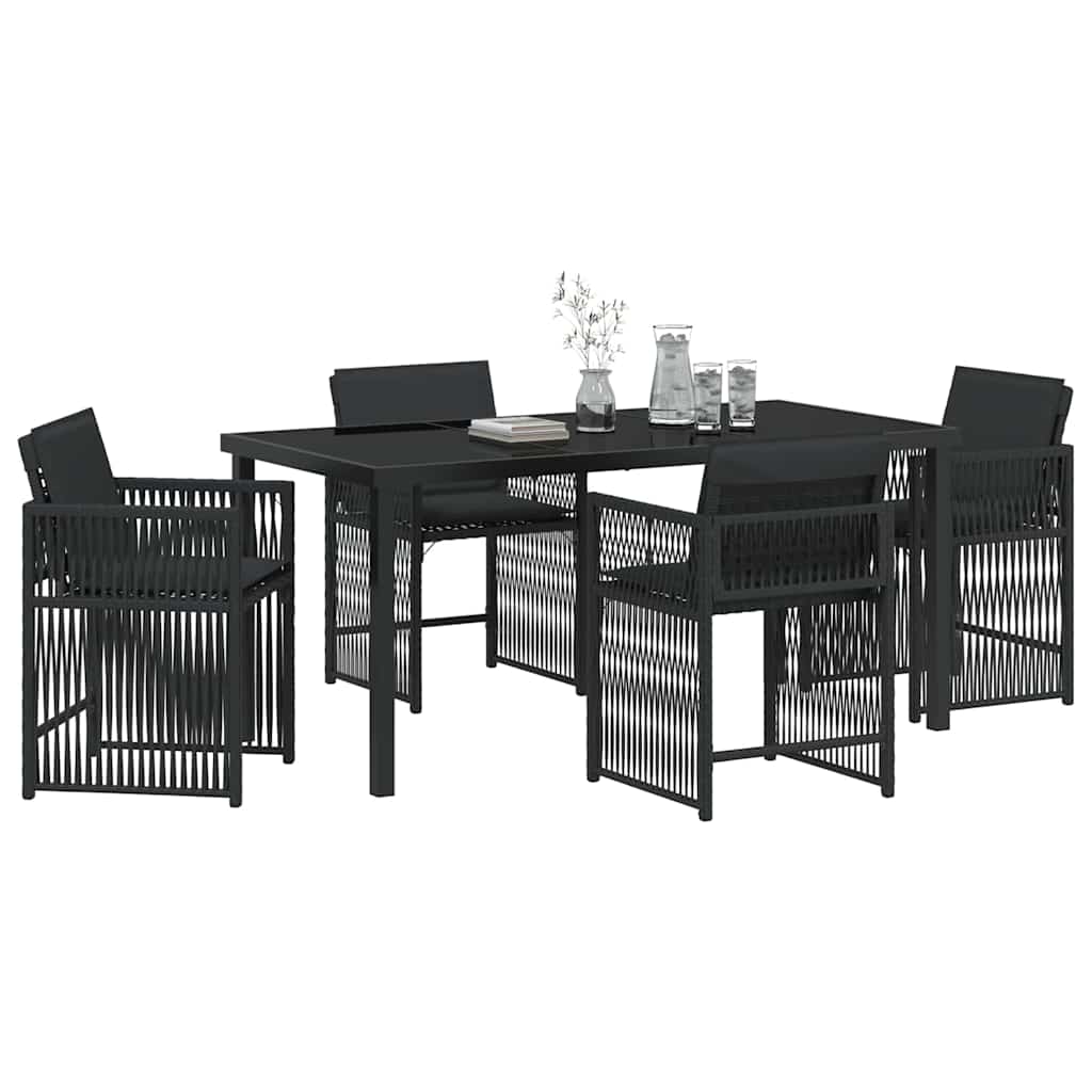 Garten Essgruppe 5 pcs Schwarz Poly-Rattan