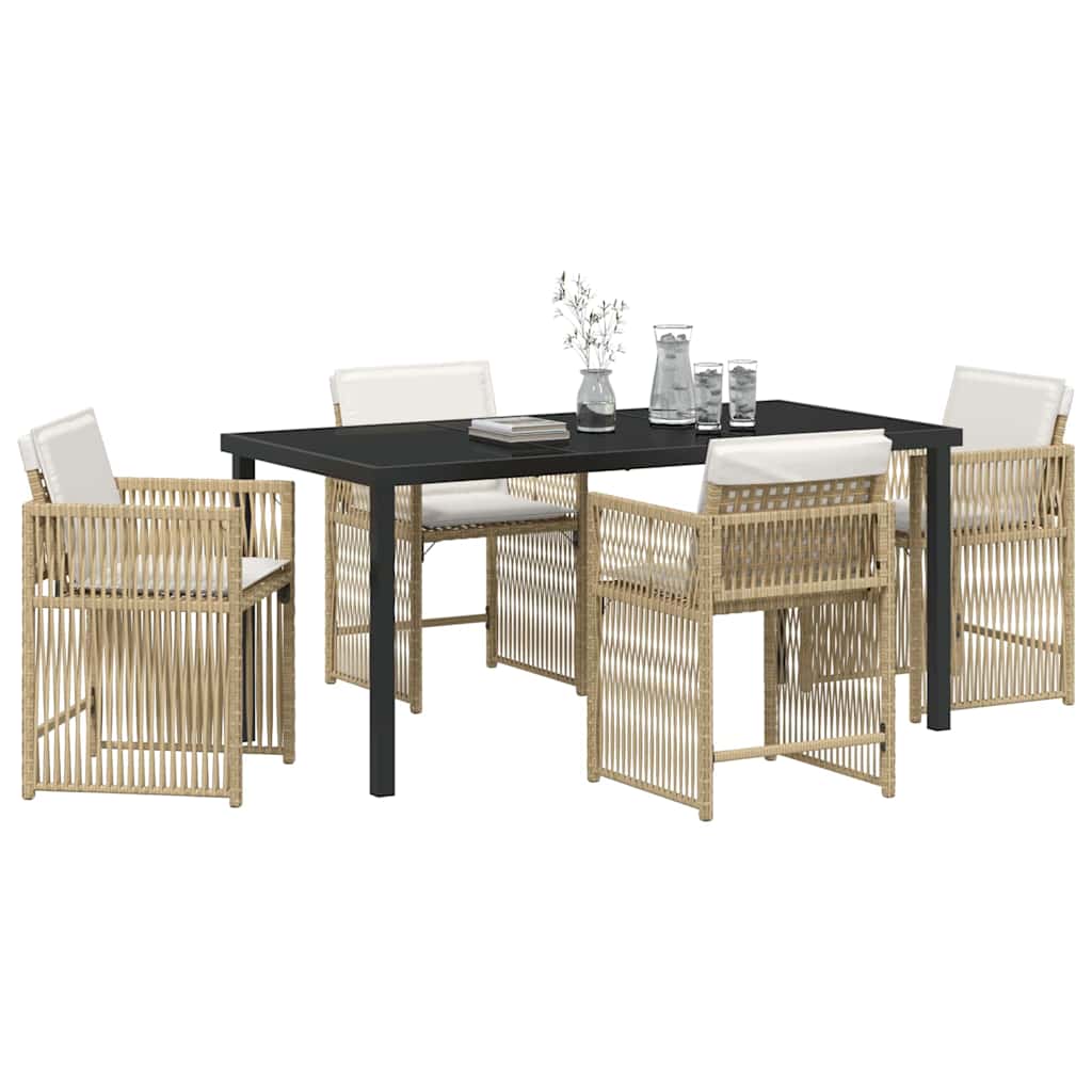 Garten Essgruppe 5 pcs Beige Poly-Rattan