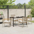 Garten Essgruppe mit Kissen 5 pcs Beige und Schwarz Rattan