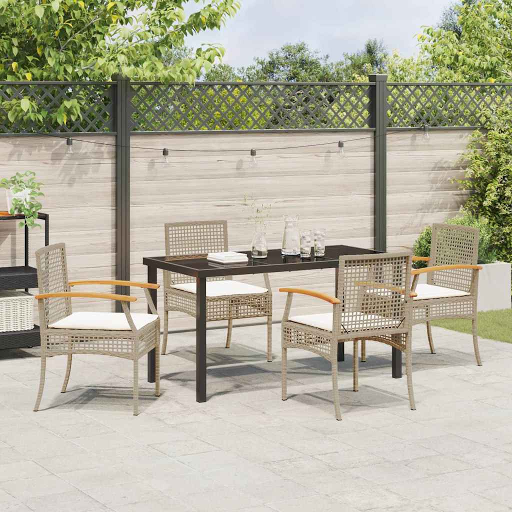 Garten Essgruppe mit Kissen 5 pcs Beige und Schwarz Rattan