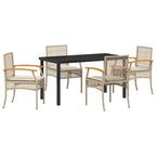 Garten Essgruppe mit Kissen 5 pcs Beige und Schwarz Rattan