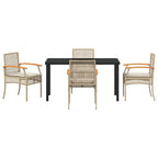 Garten Essgruppe mit Kissen 5 pcs Beige und Schwarz Rattan
