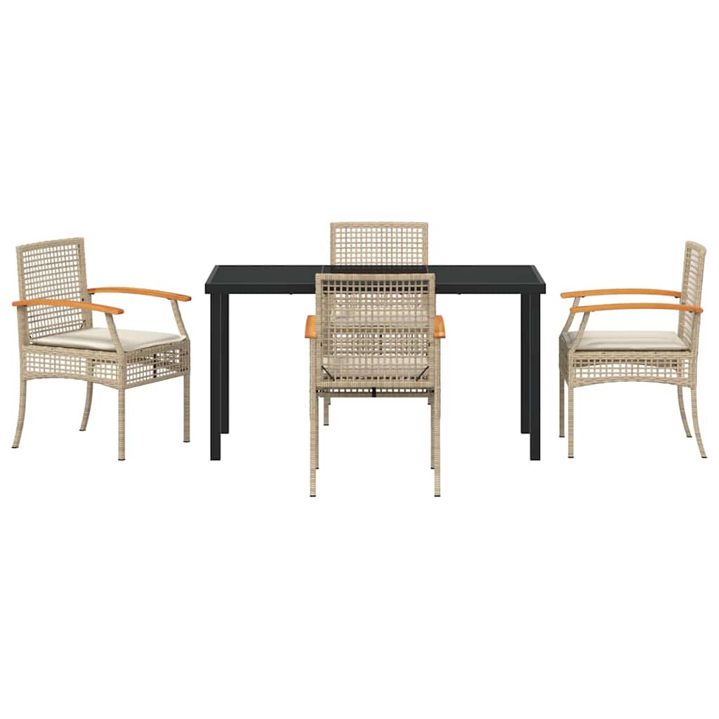 Garten Essgruppe mit Kissen 5 pcs Beige und Schwarz Rattan