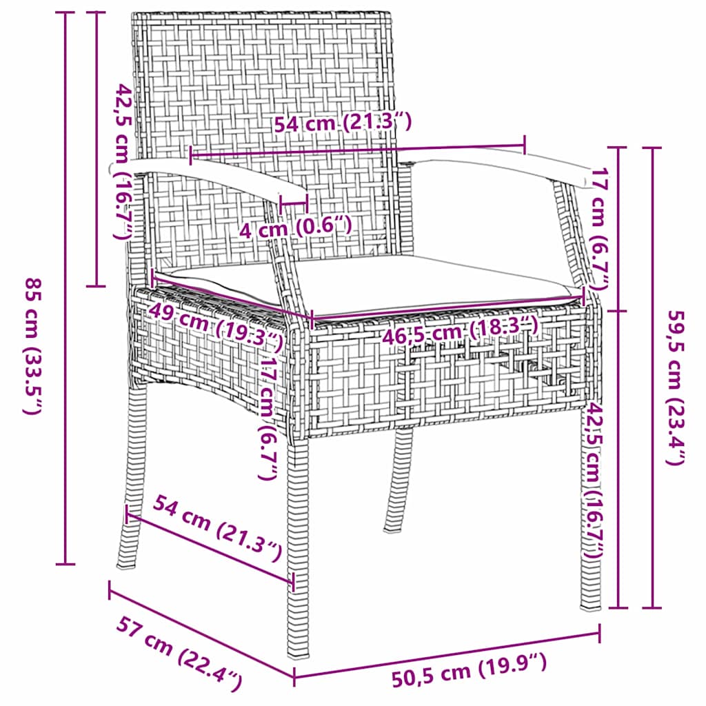 Garten Essgruppe mit Kissen 5 pcs Beige und Schwarz Rattan