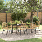 Garten Essgruppe 7 pcs Braun Poly-Rattan