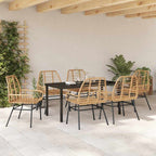 Garten Essgruppe 7 pcs Braun Poly-Rattan