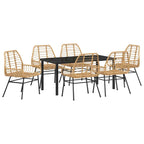 Garten Essgruppe 7 pcs Braun Poly-Rattan
