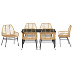 Garten Essgruppe 7 pcs Braun Poly-Rattan