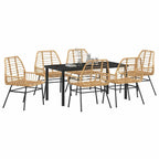 Garten Essgruppe 7 pcs Braun Poly-Rattan