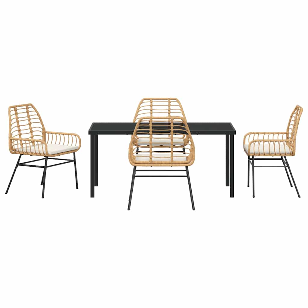 Garten Essgruppe 5 pcs Braun Poly-Rattan