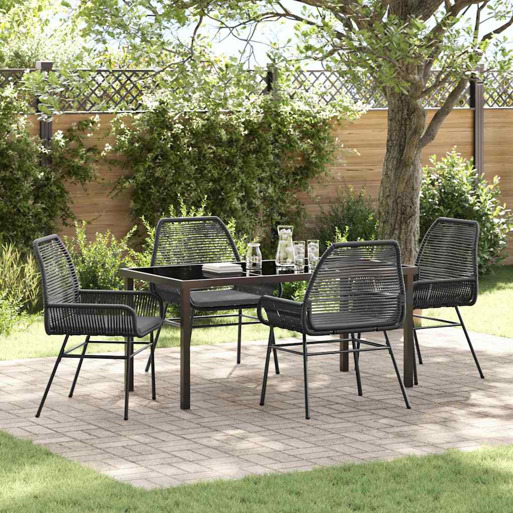 Garten Essgruppe mit Kissen 5 pcs Schwarz Poly-Rattan