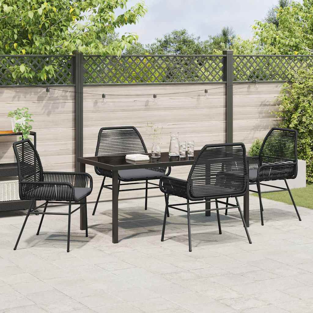 Garten Essgruppe mit Kissen 5 pcs Schwarz Poly-Rattan