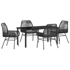 Garten Essgruppe mit Kissen 5 pcs Schwarz Poly-Rattan