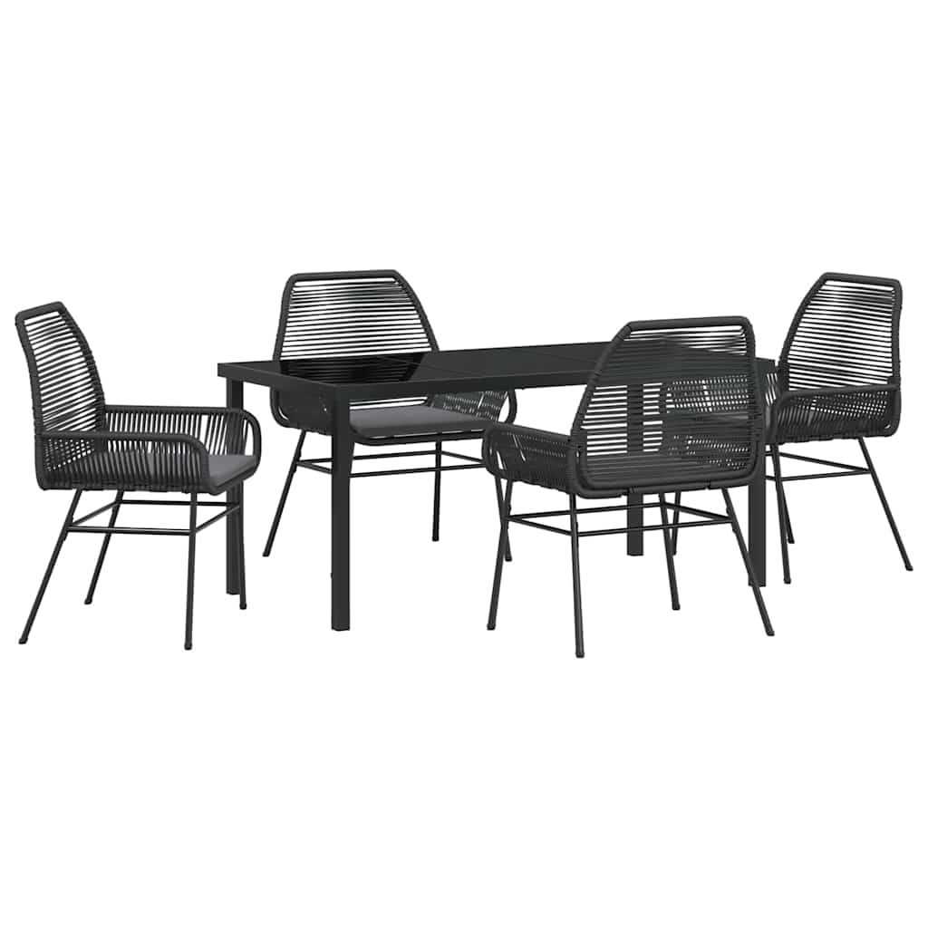 Garten Essgruppe mit Kissen 5 pcs Schwarz Poly-Rattan