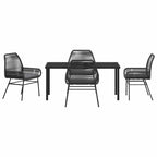 Garten Essgruppe mit Kissen 5 pcs Schwarz Poly-Rattan
