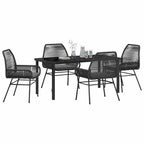 Garten Essgruppe mit Kissen 5 pcs Schwarz Poly-Rattan