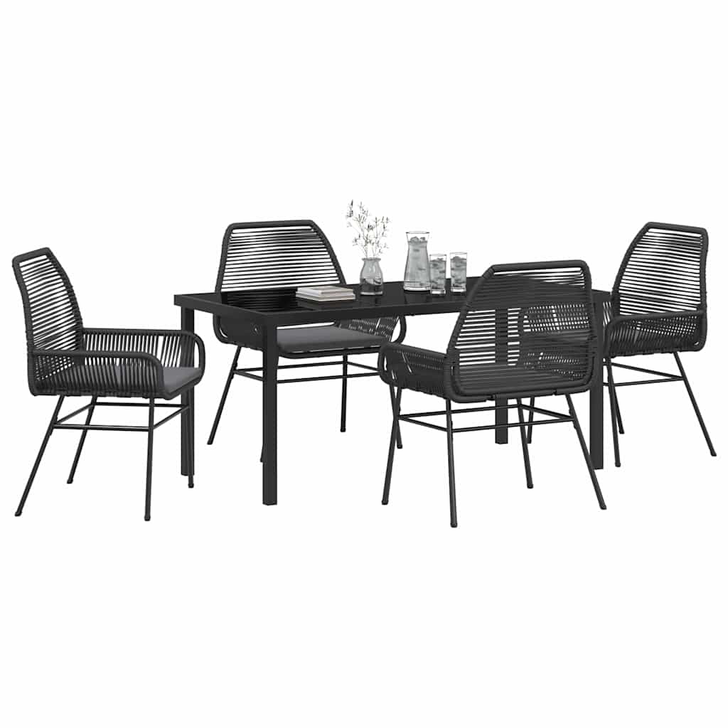 Garten Essgruppe mit Kissen 5 pcs Schwarz Poly-Rattan