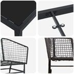 Garten Essgruppe 7 pcs Schwarz Poly-Rattan