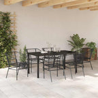 Garten Essgruppe 7 pcs Schwarz Poly-Rattan