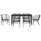 Garten Essgruppe 7 pcs Schwarz Poly-Rattan