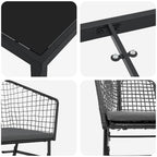 Garten Essgruppe 7 pcs Schwarz Poly-Rattan
