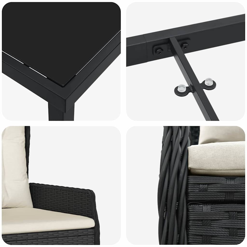 Garten Essgruppe 5 pcs Schwarz Poly-Rattan