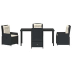 Garten Essgruppe 5 pcs Schwarz Poly-Rattan