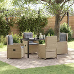 Garten Essgruppe 5 pcs Beige und Hellgrau Poly-Rattan