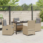 Garten Essgruppe 5 pcs Beige und Hellgrau Poly-Rattan
