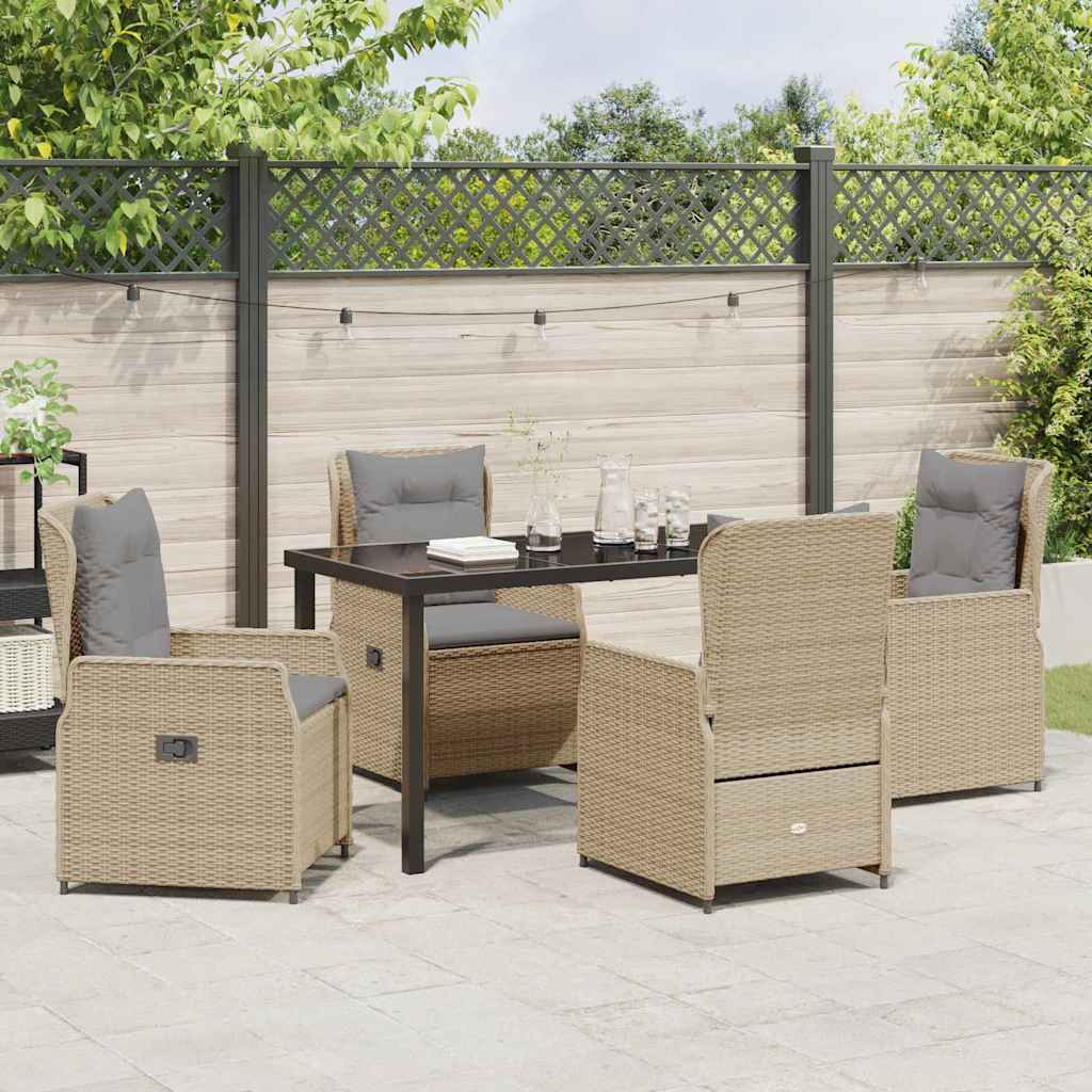 Garten Essgruppe 5 pcs Beige und Hellgrau Poly-Rattan