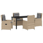 Garten Essgruppe 5 pcs Beige und Hellgrau Poly-Rattan