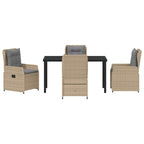 Garten Essgruppe 5 pcs Beige und Hellgrau Poly-Rattan