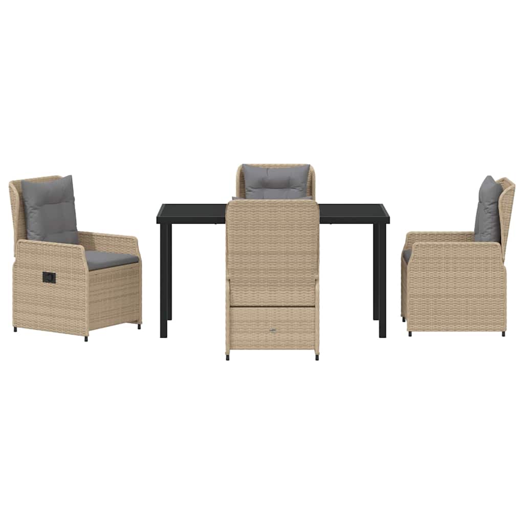 Garten Essgruppe 5 pcs Beige und Hellgrau Poly-Rattan