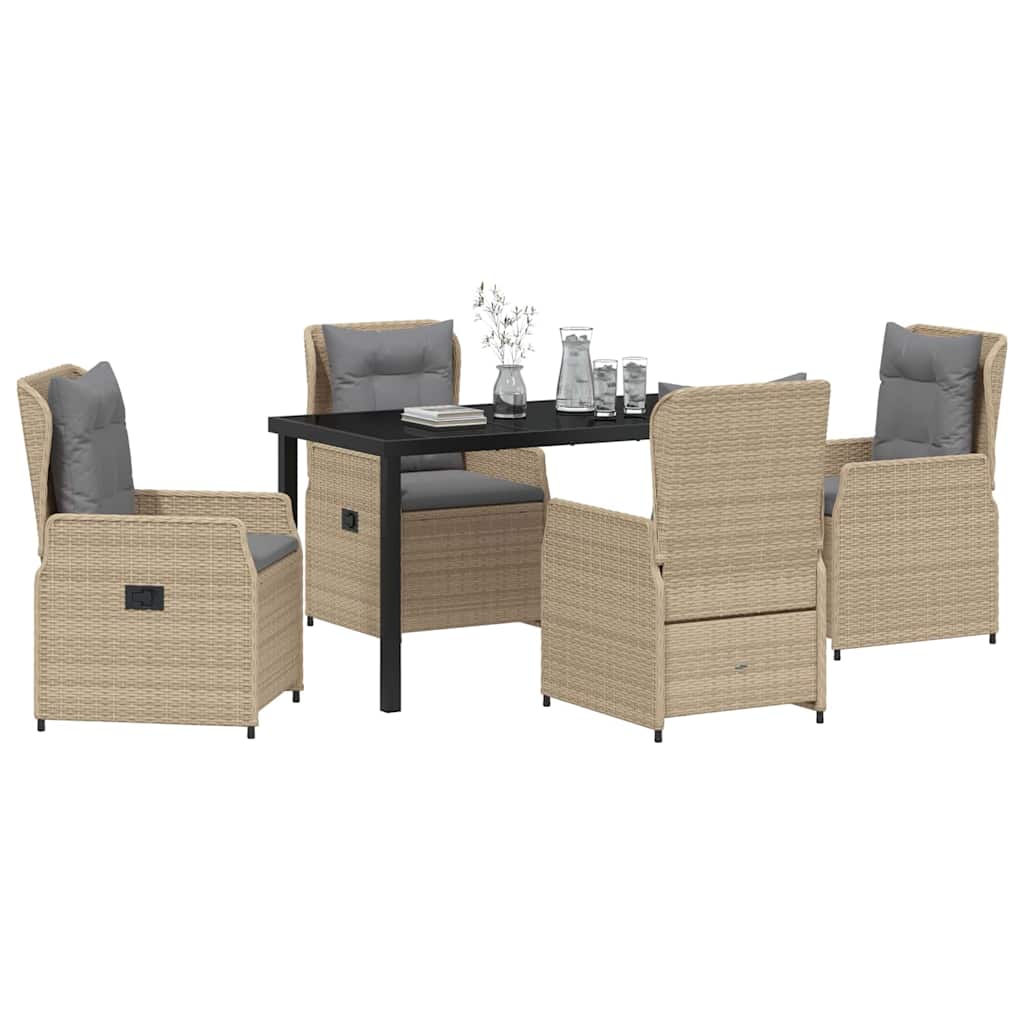 Garten Essgruppe 5 pcs Beige und Hellgrau Poly-Rattan