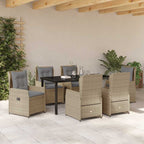 Garten Essgruppe 7 pcs Beige und Hellgrau Poly-Rattan