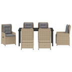 Garten Essgruppe 7 pcs Beige und Hellgrau Poly-Rattan