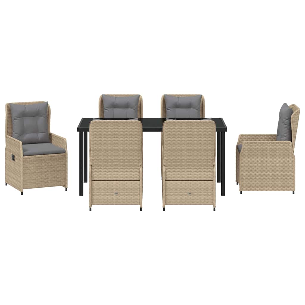 Garten Essgruppe 7 pcs Beige und Hellgrau Poly-Rattan